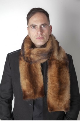 Polecat fitchew fur stole-scarf, dark brown